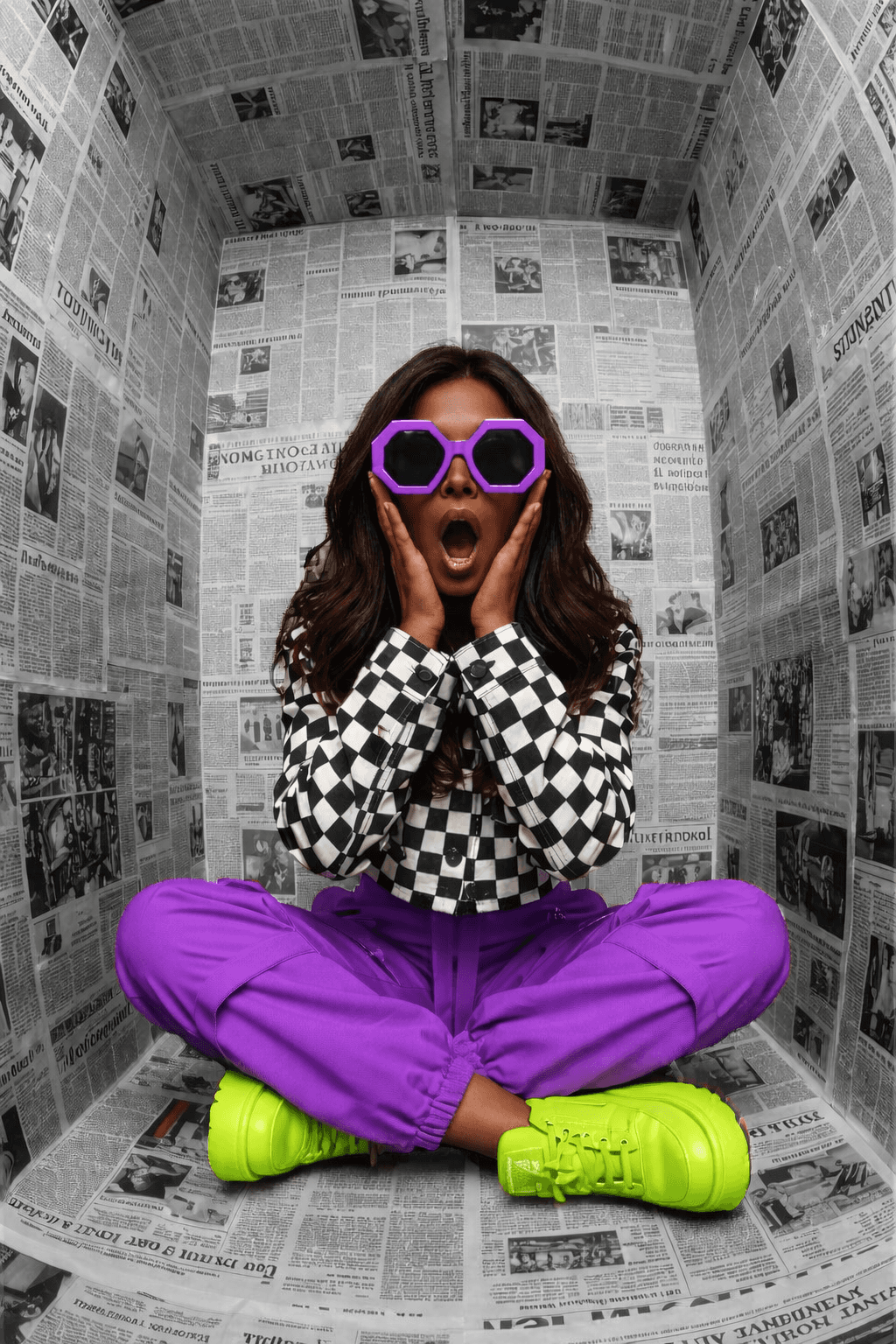 woman sitting around table holding tablet