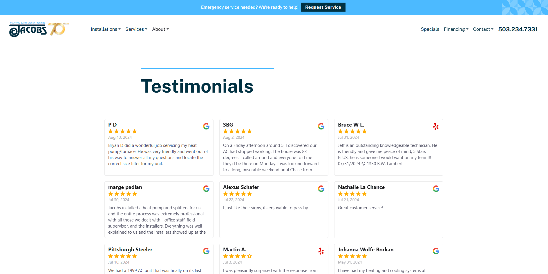 customer reviews on website