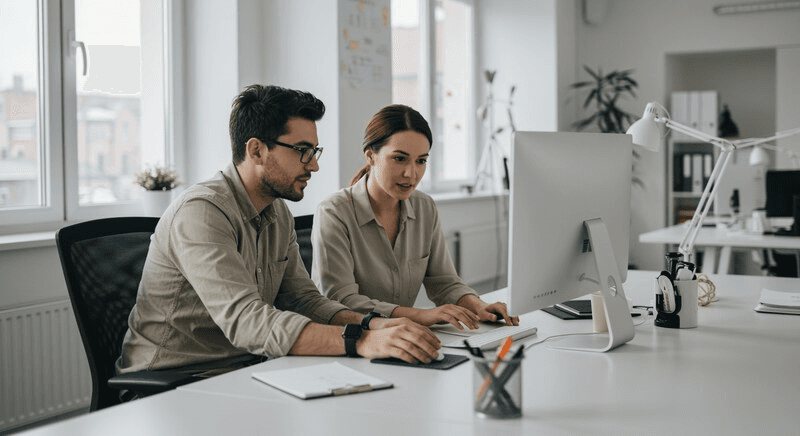 2 employee working in office
