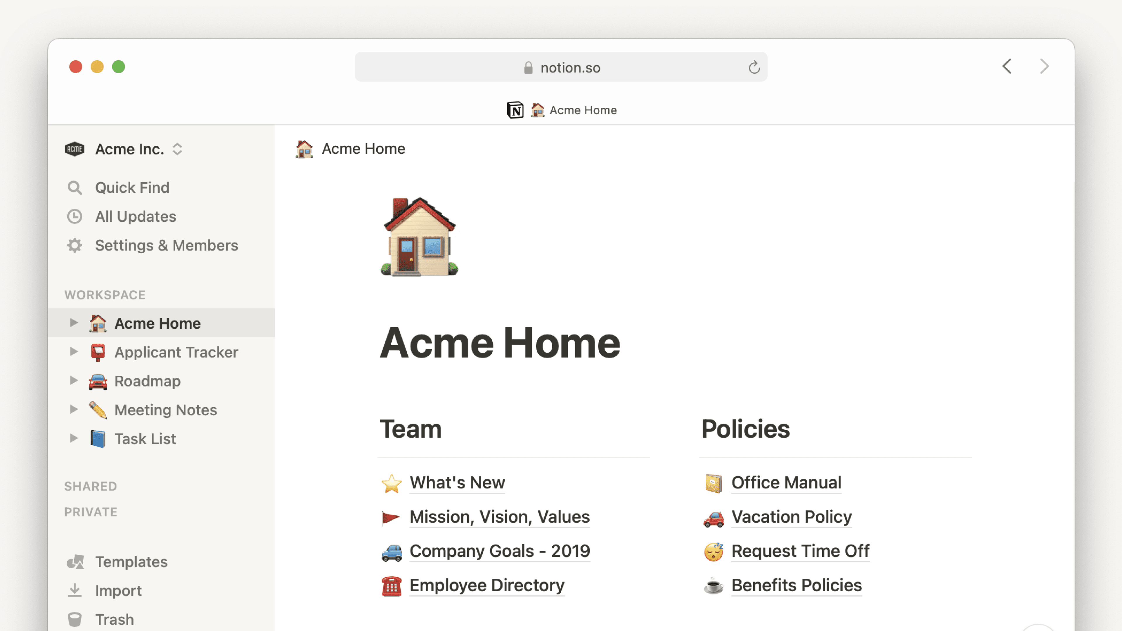 Notion's web app