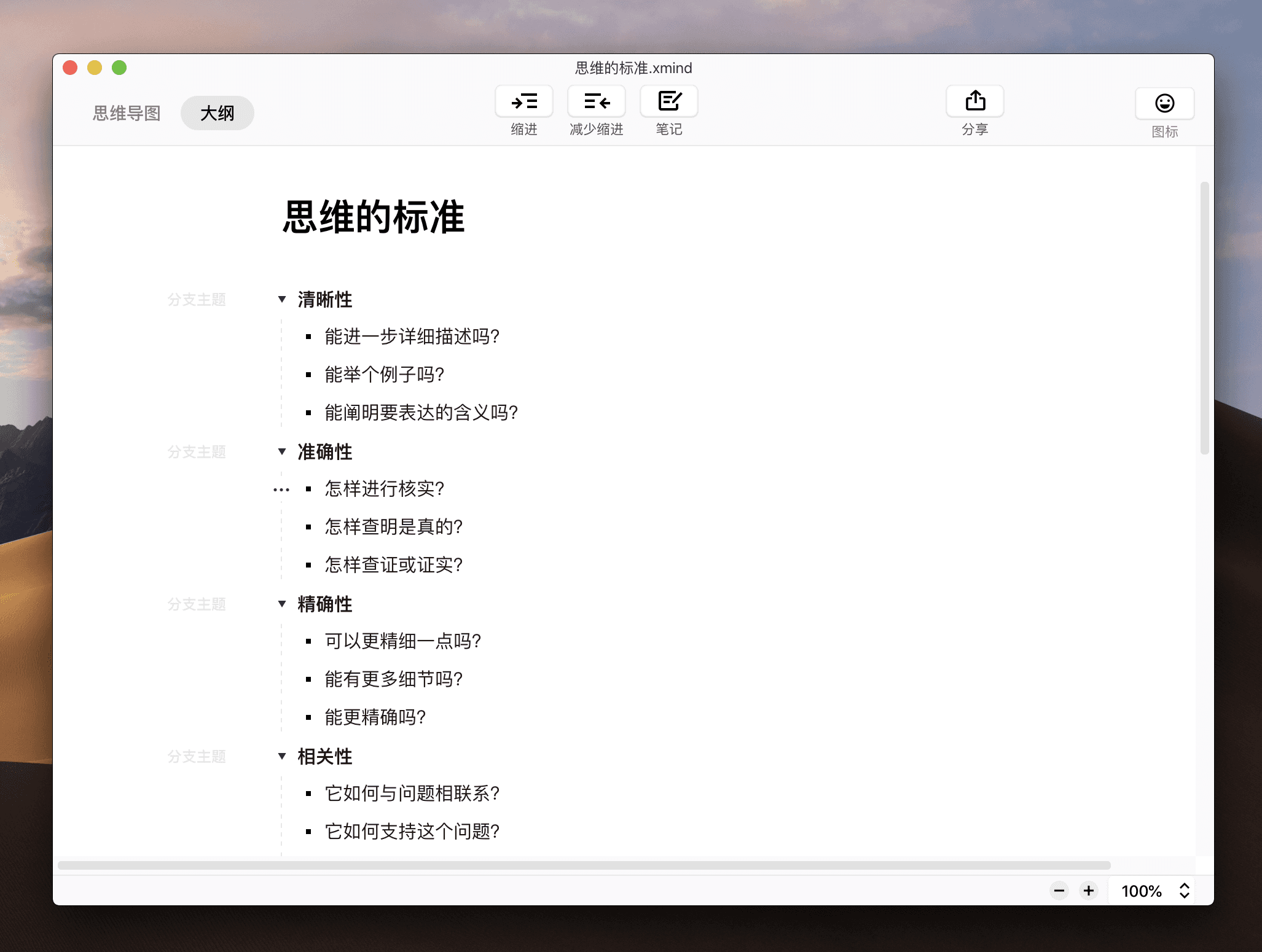大纲视图示例图