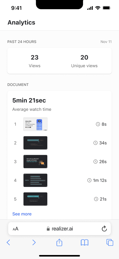 Track the viewing rates of sales collateral on your landing page