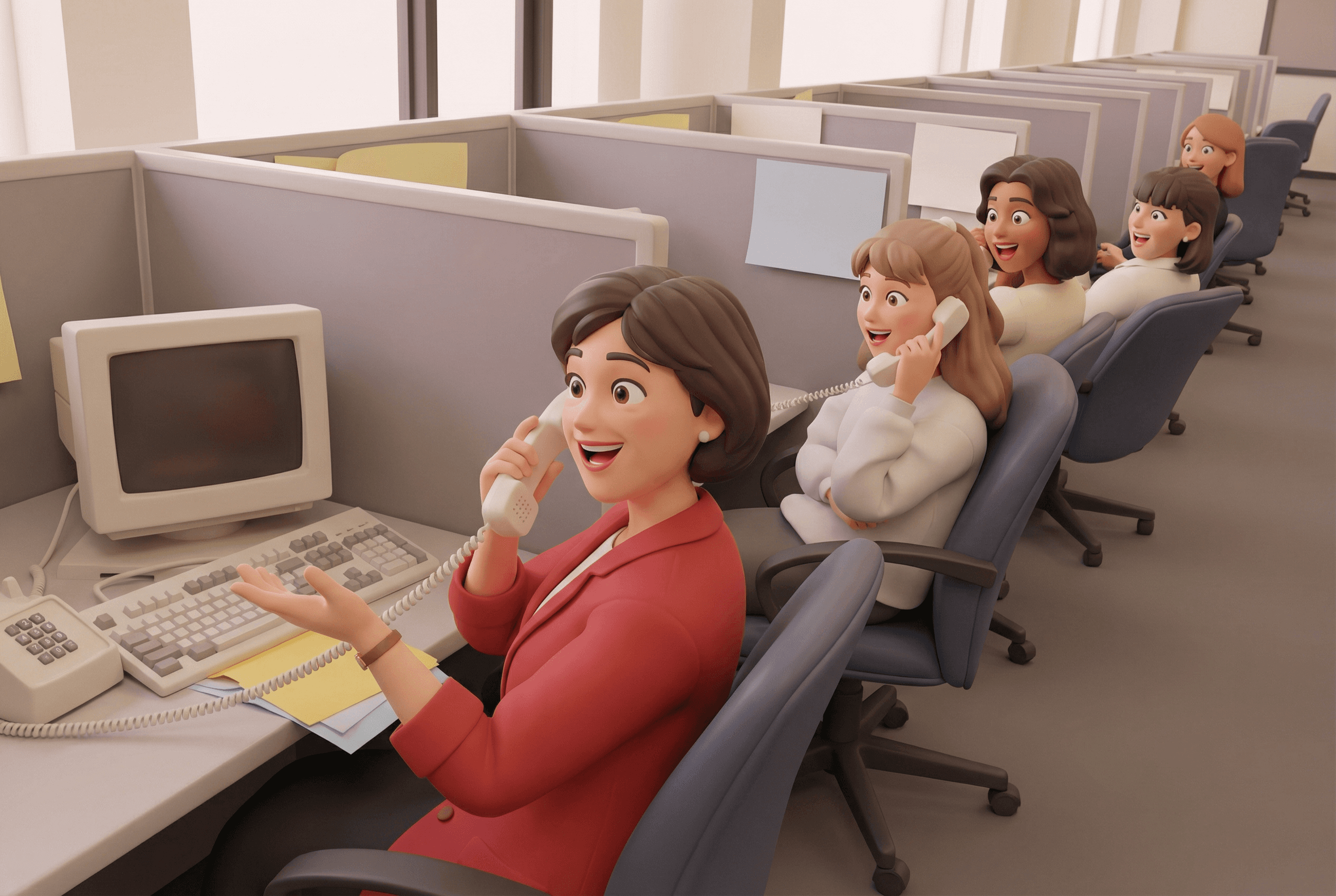Person sitting in a modern office in front of a wall covered with notes and sketches.