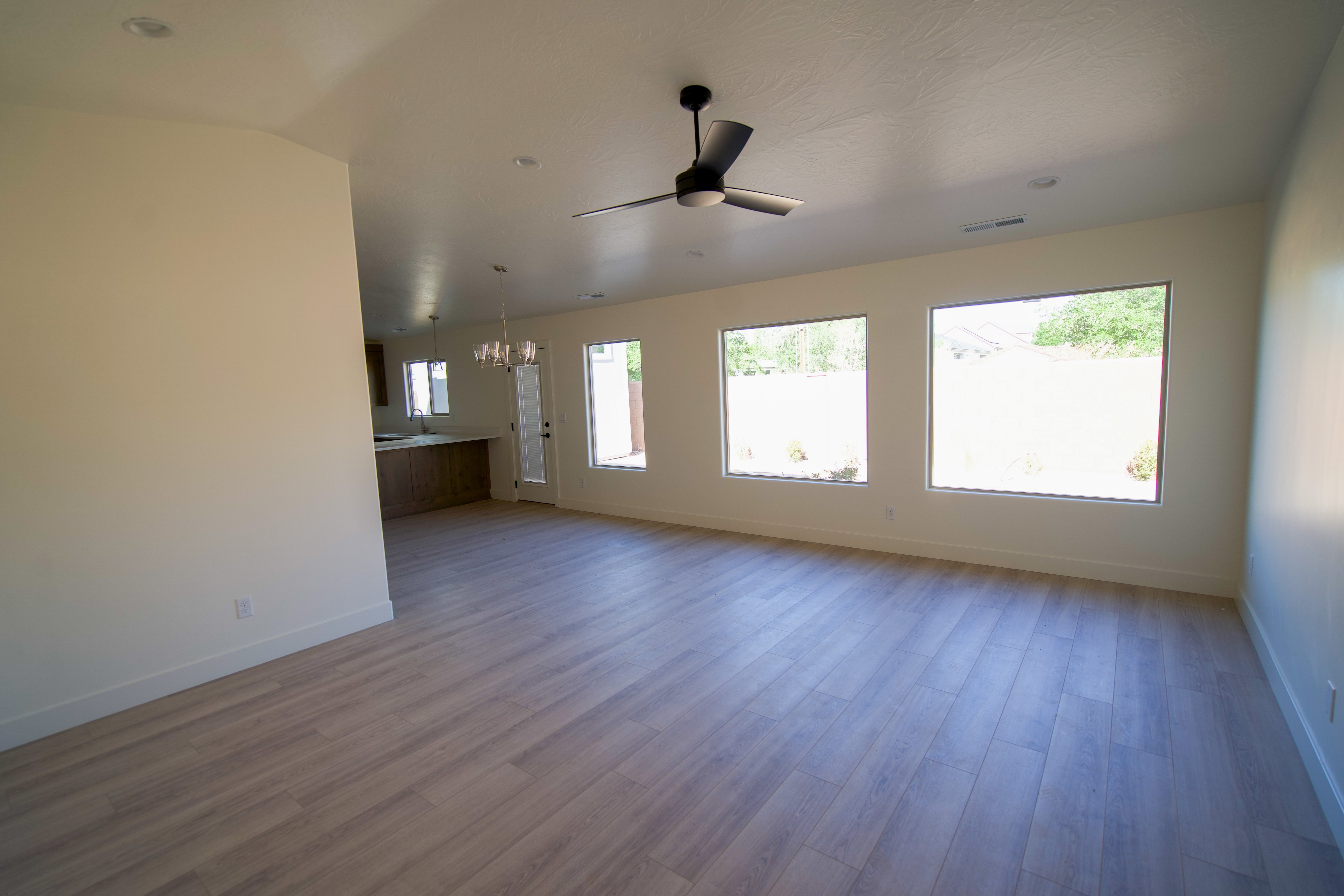 Modern living space in Southern Utah home remodel featuring clean finishes and bright interior.