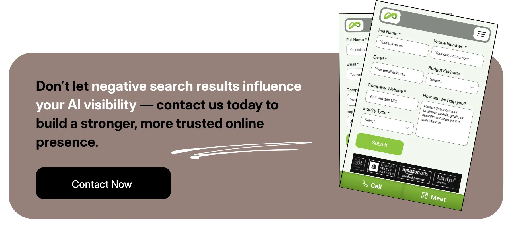 Call-to-action for Coozmoo’s contact-us page