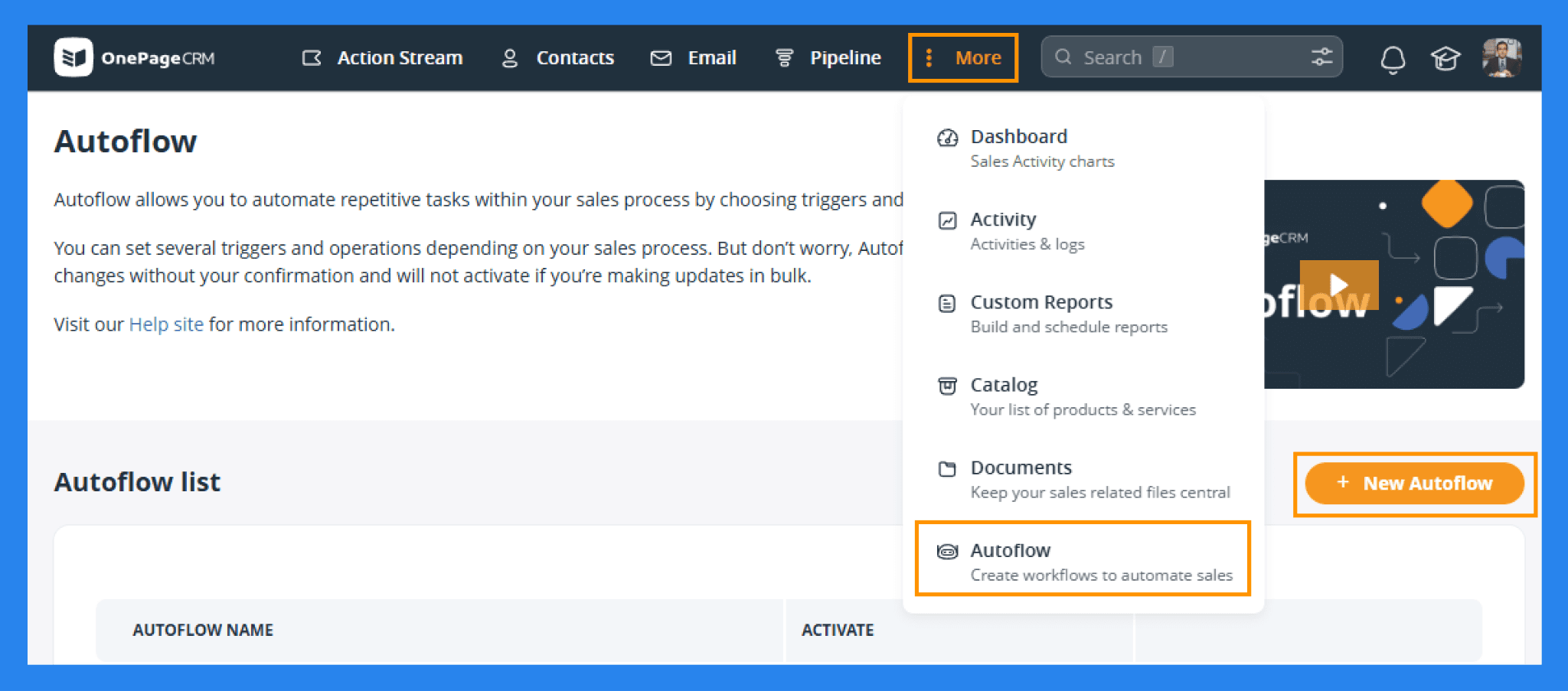 Key Features of OnePageCRM: Automation (Autoflow)