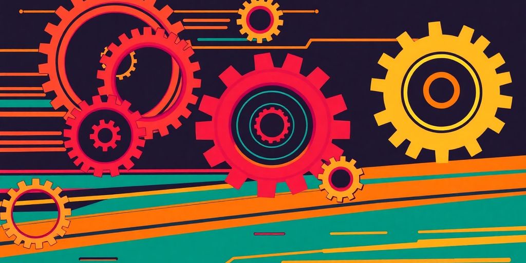 Retro Art Deco gears symbolizing automated RFP responses.