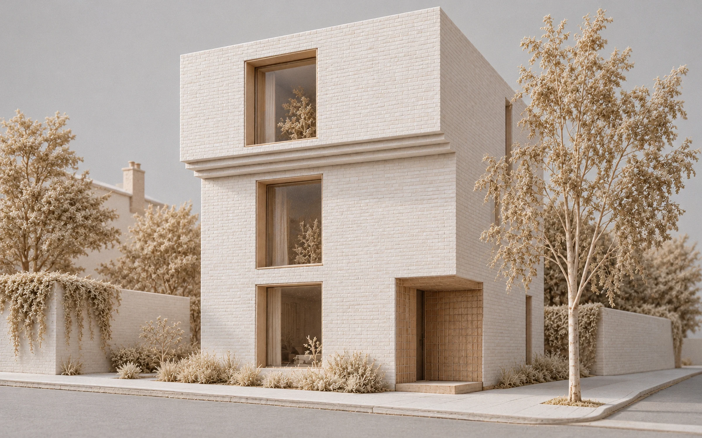 White card model of the house
