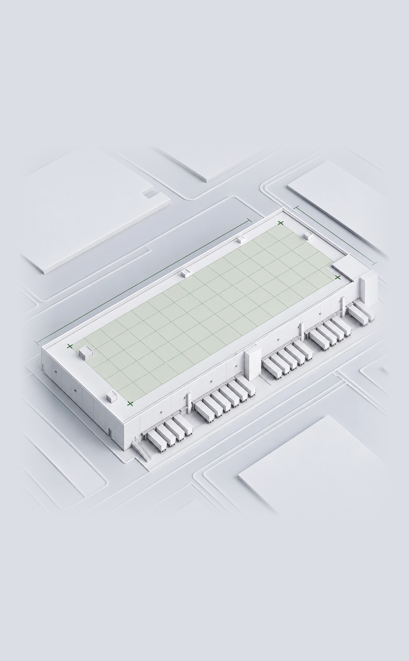 Site model with the usable roof area marked