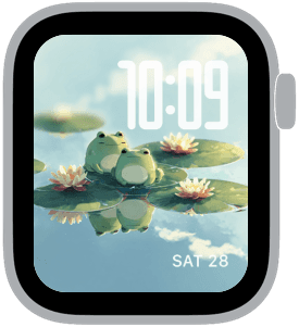 lilypad friends Apple Watch face preview 2 featuring watercolor and summer.