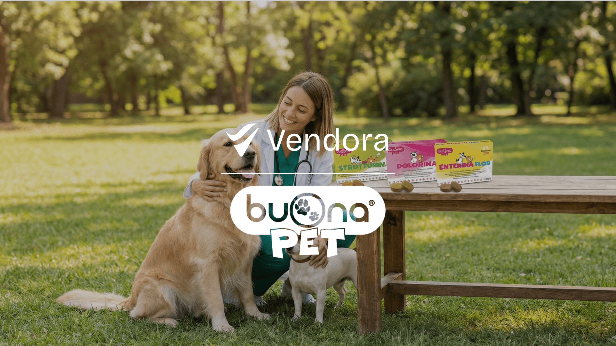 Vendora Buona Pet Amazon Agency case study showing a table with product ad 2 dogs