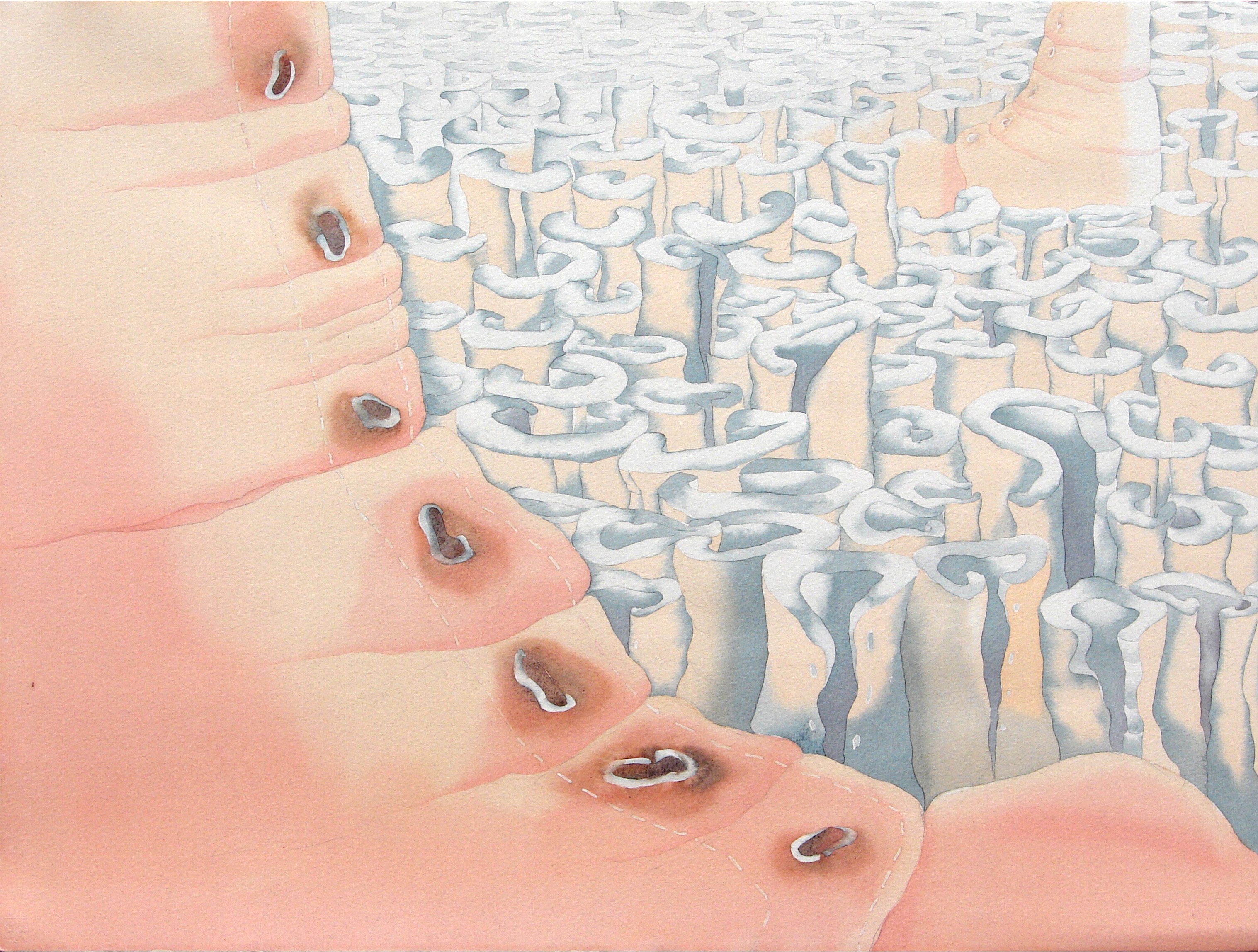 herd of sheep on road painting