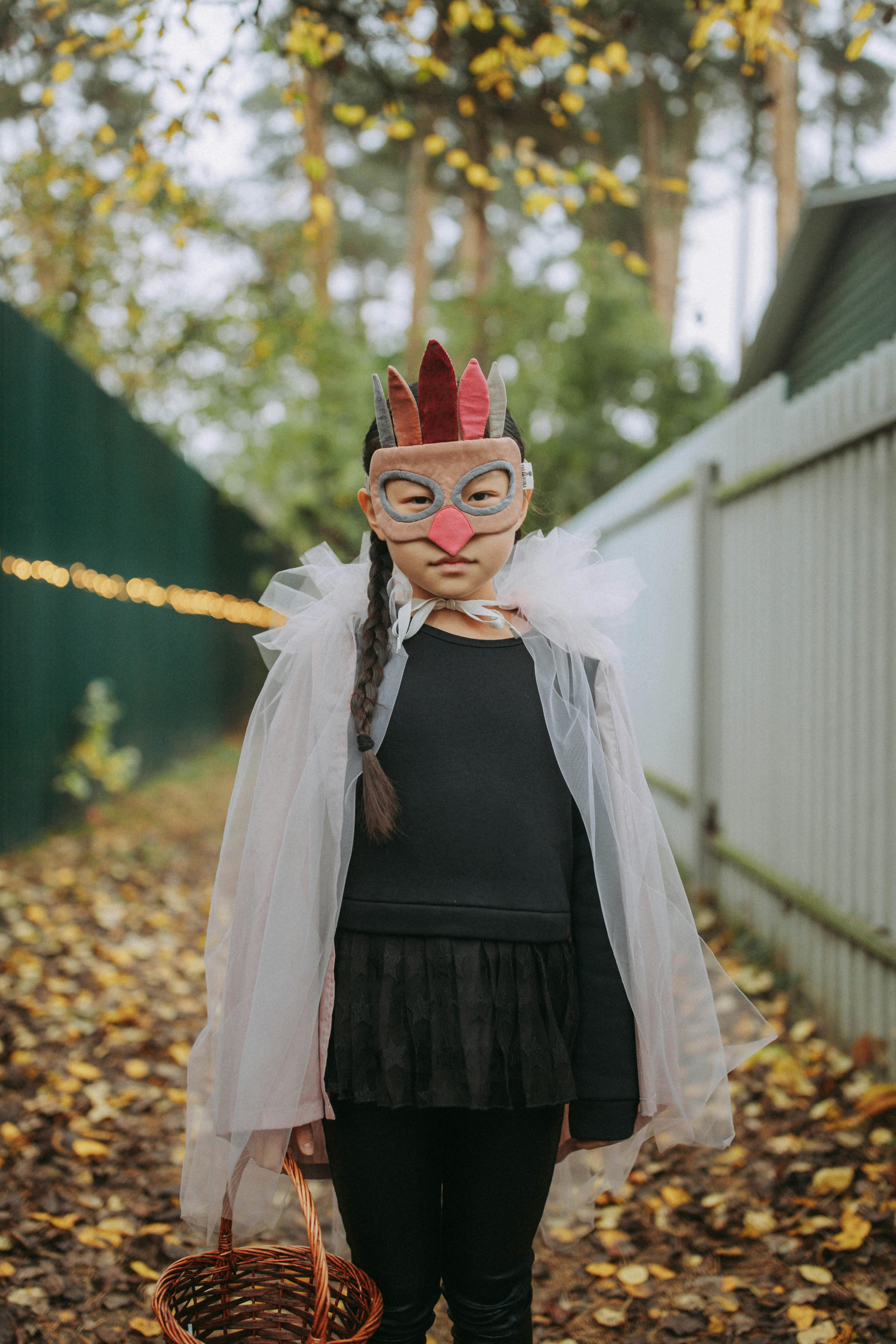 A kid wearing a mask