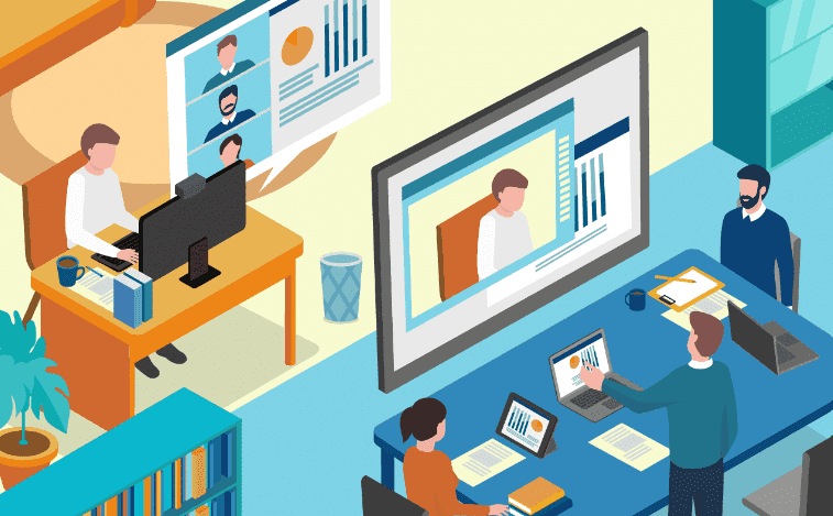 An illustration of virtual conferencing