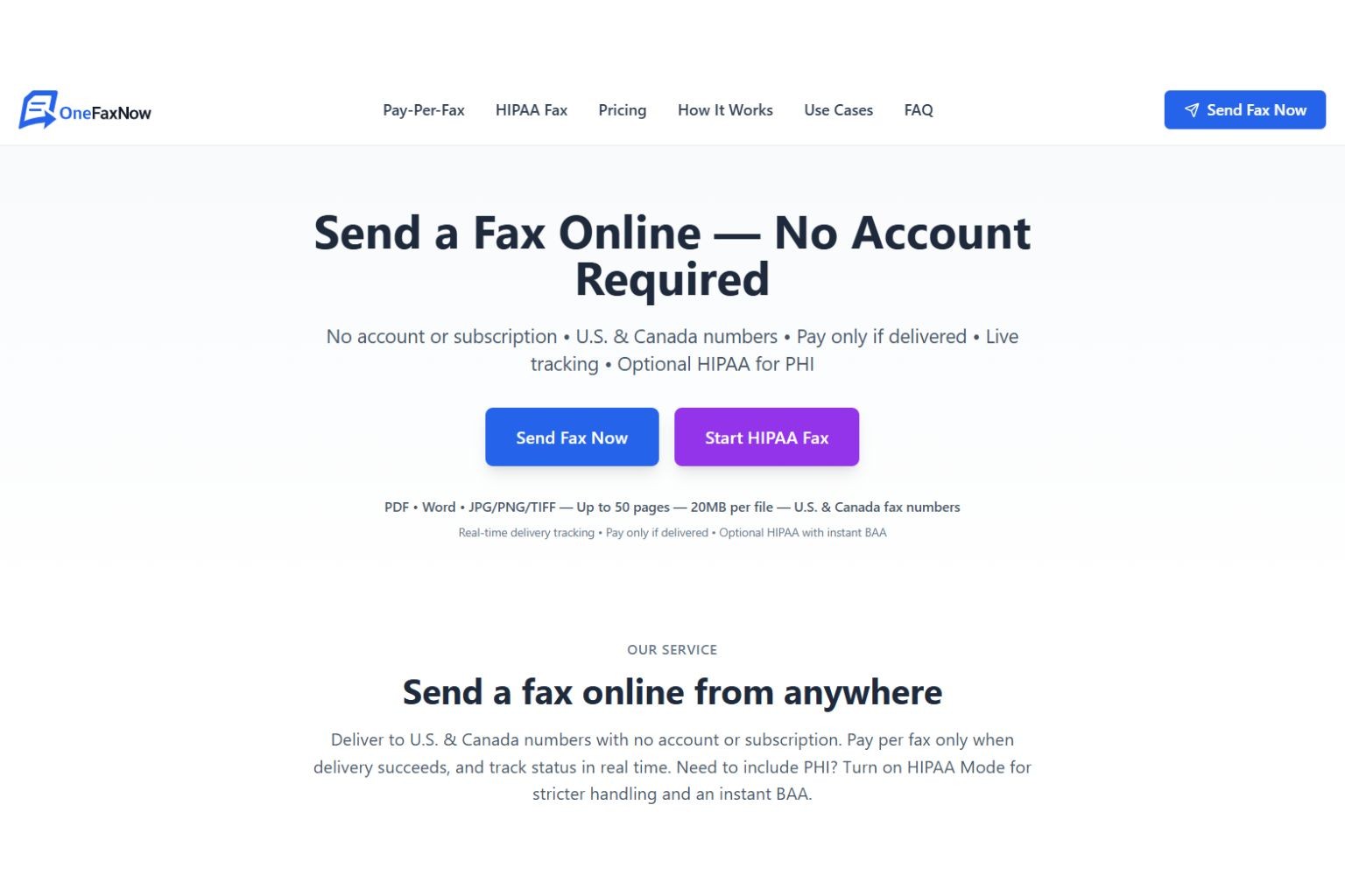 OneFaxNow Website