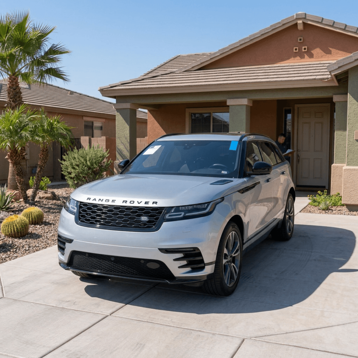 White Range Rover Velar with a precision-fitted new windshield outside a Cottonwood, AZ residence