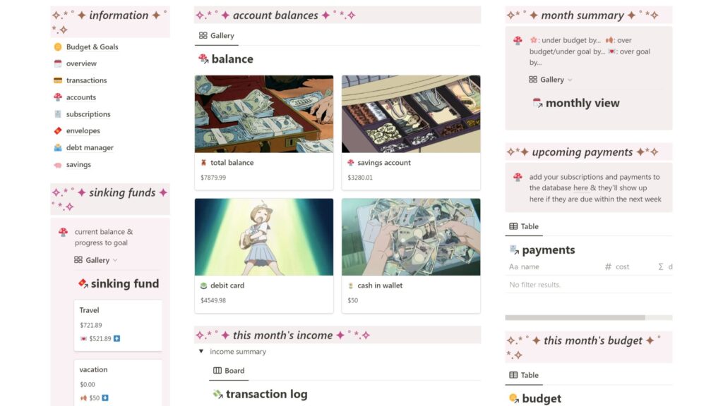 Free Notion Templates Aesthetic Finance Tracker