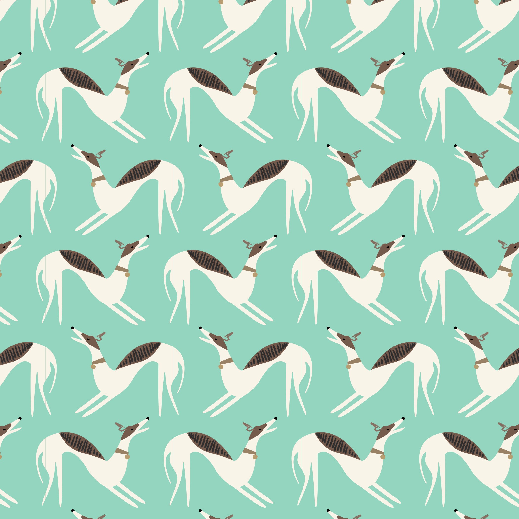 Whippets turqoise background