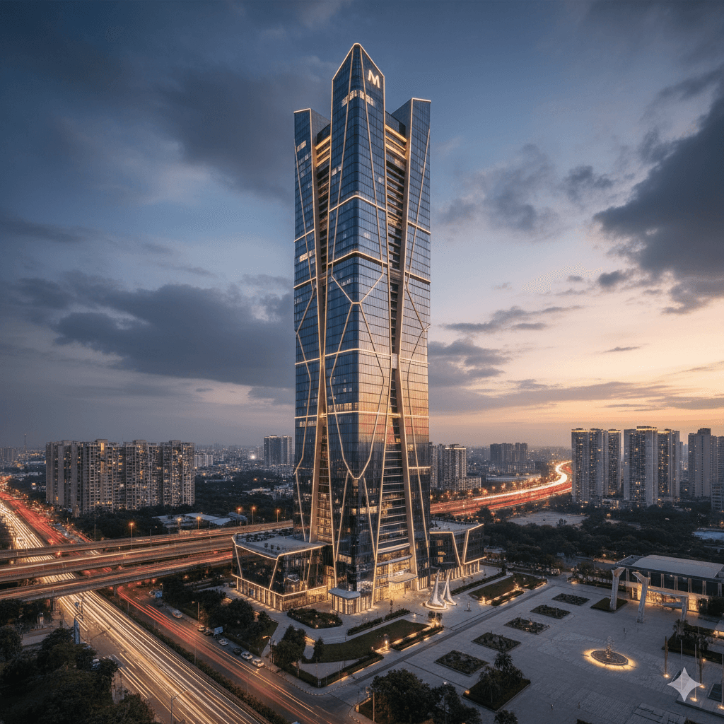 Modern skyscraper M3M Noida skyline, architectural landmark Sector 72