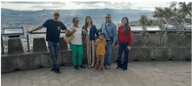 Erika with her family during a visit to Honduras