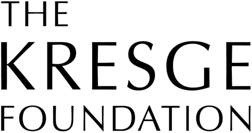 The image displays a logo for "The Kresge Foundation" with bold, vertical black text on a transparent background, emphasizing philanthropy and nonprofit support.
