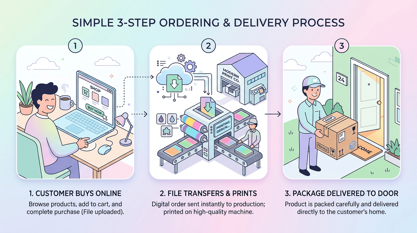 Etsy print on demand workflow diagram