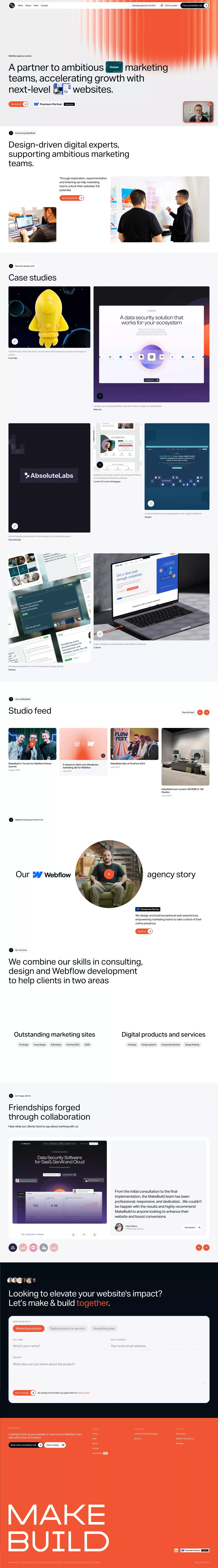 Trusted Webflow Agency portfolio page screenshot showcasing Design and Marketing design