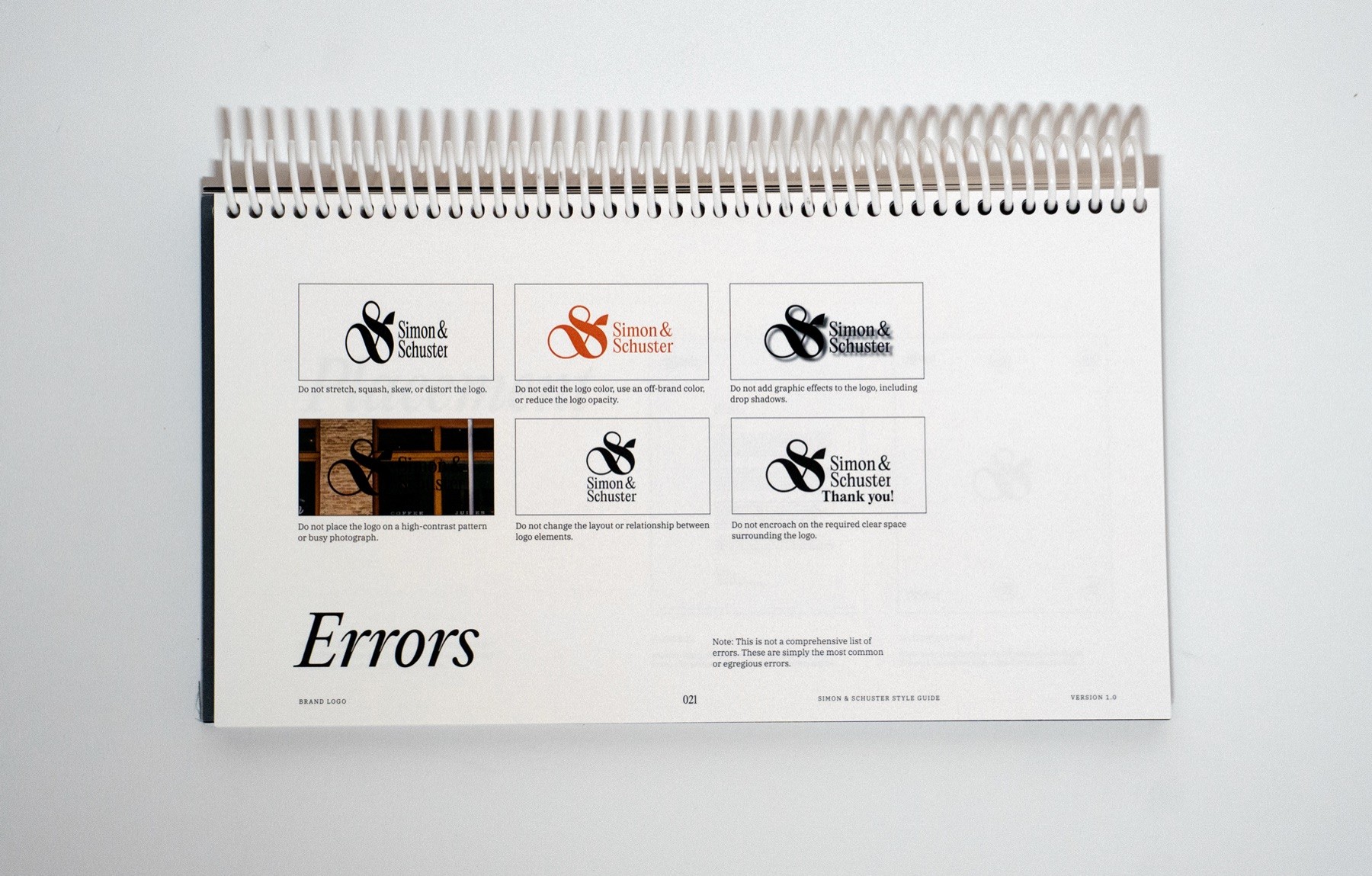 Simon & Schuster brand guidelines spread 20
