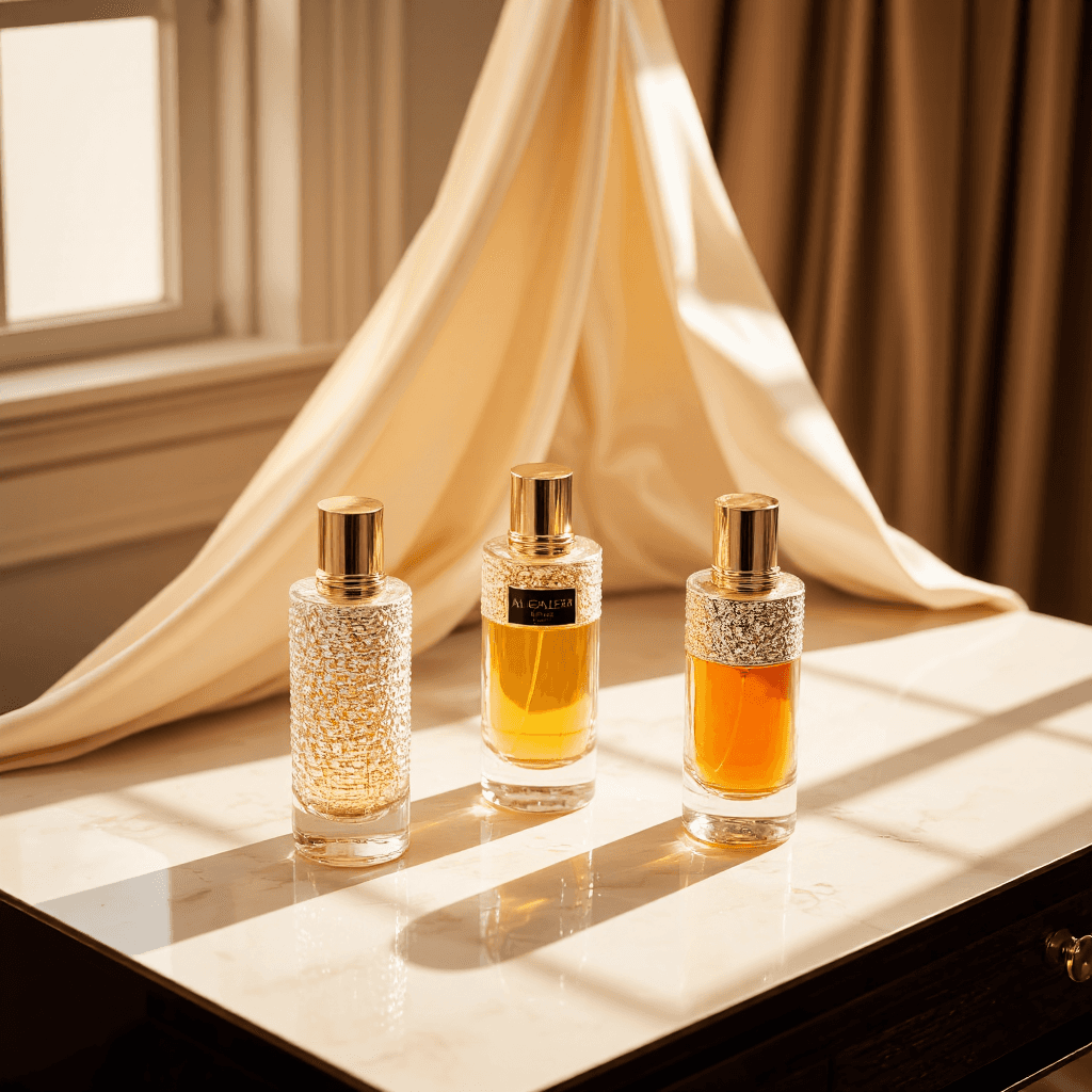 product photography of a collection of perfume bottles
