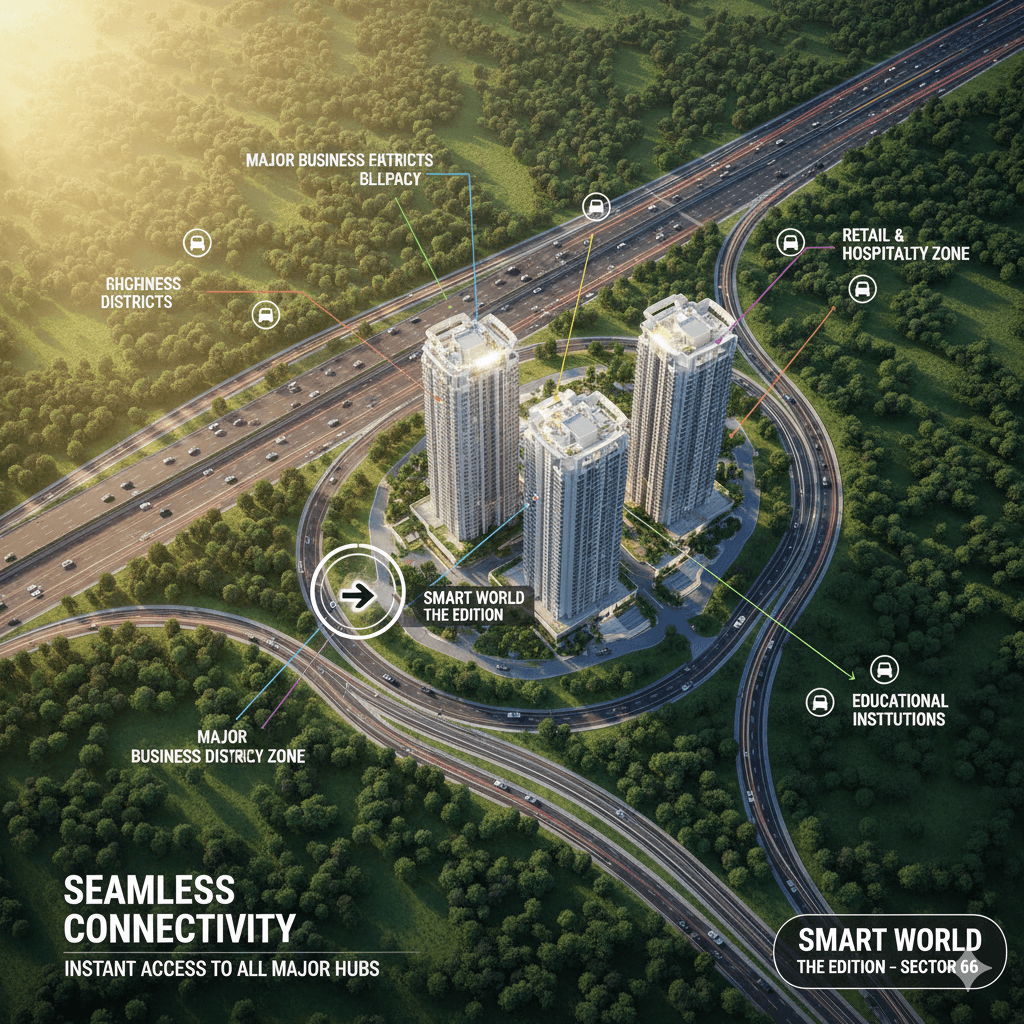 Seamless connectivity to major business hubs from Smart World Edition, Sector 66