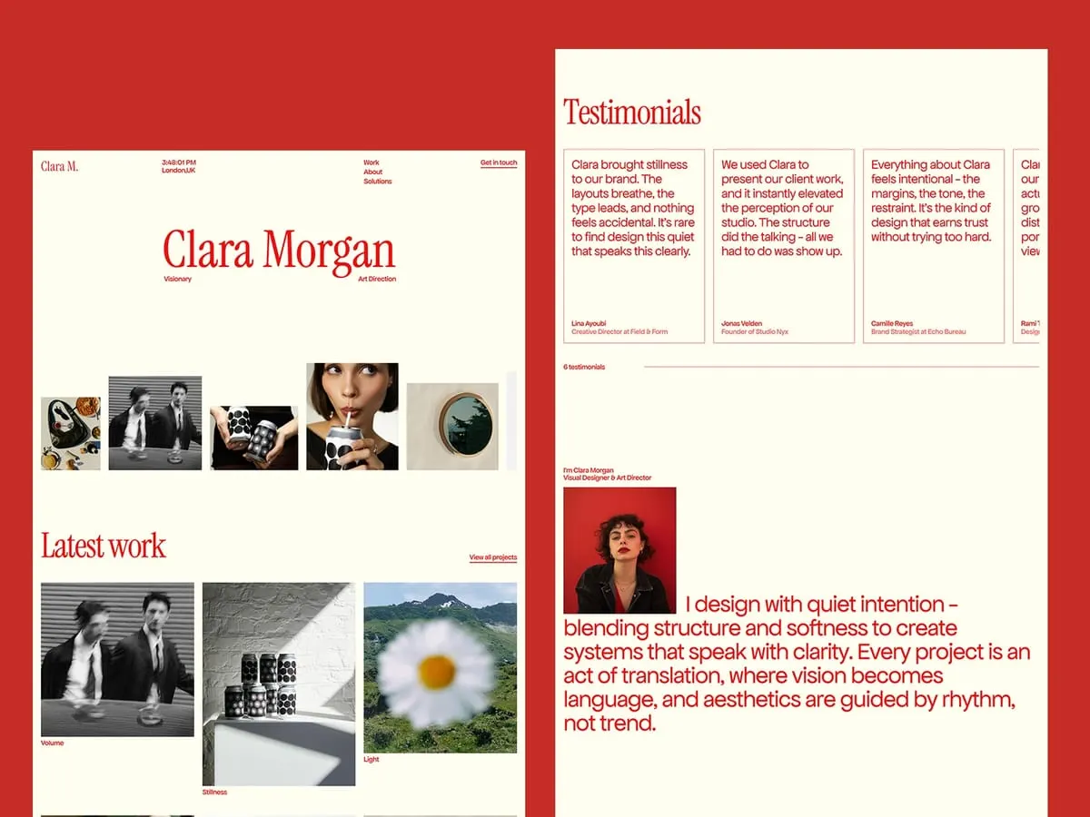 gallery image 1 of the clara framer website template