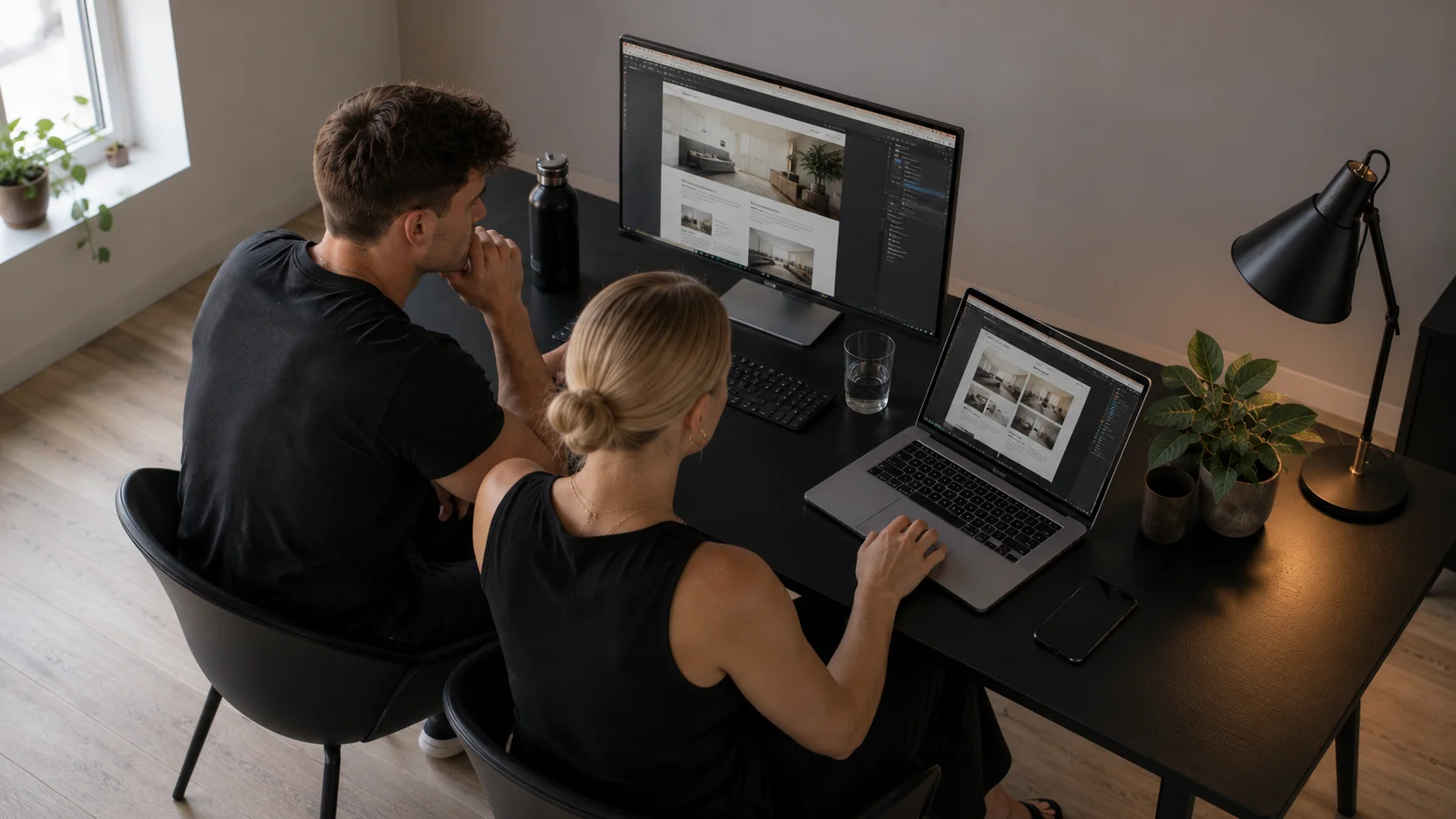 Mads og Nanna arbejder for projekt for webshop