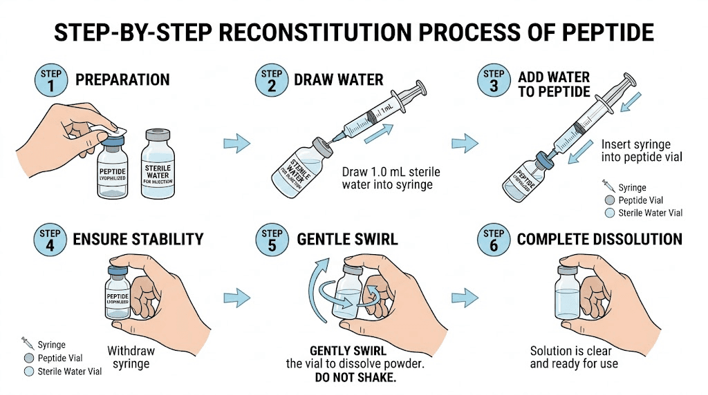 GLP-1 peptide reconstitution step by step guide with bacteriostatic water