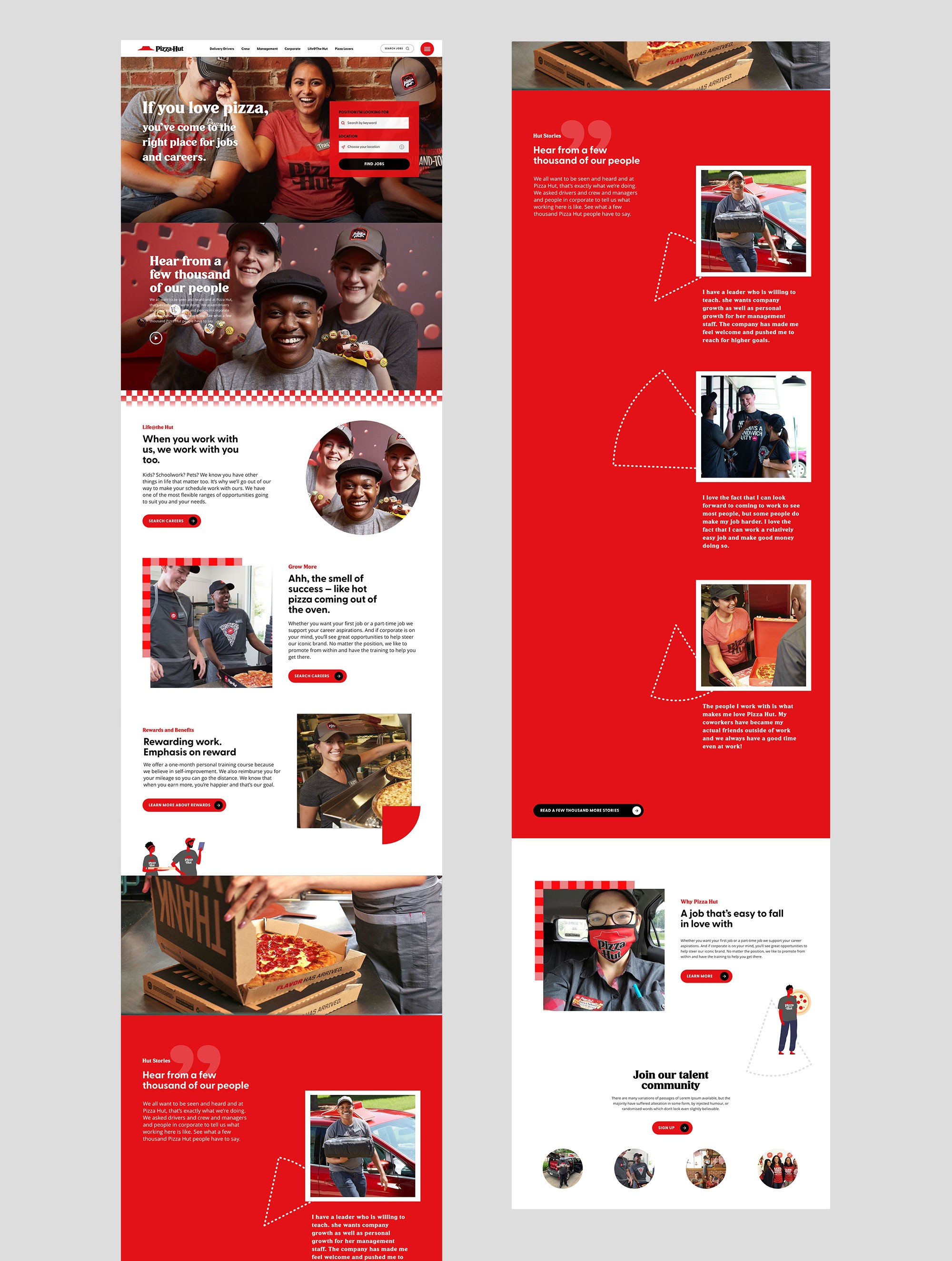Design example of Pizza Hut's Career site