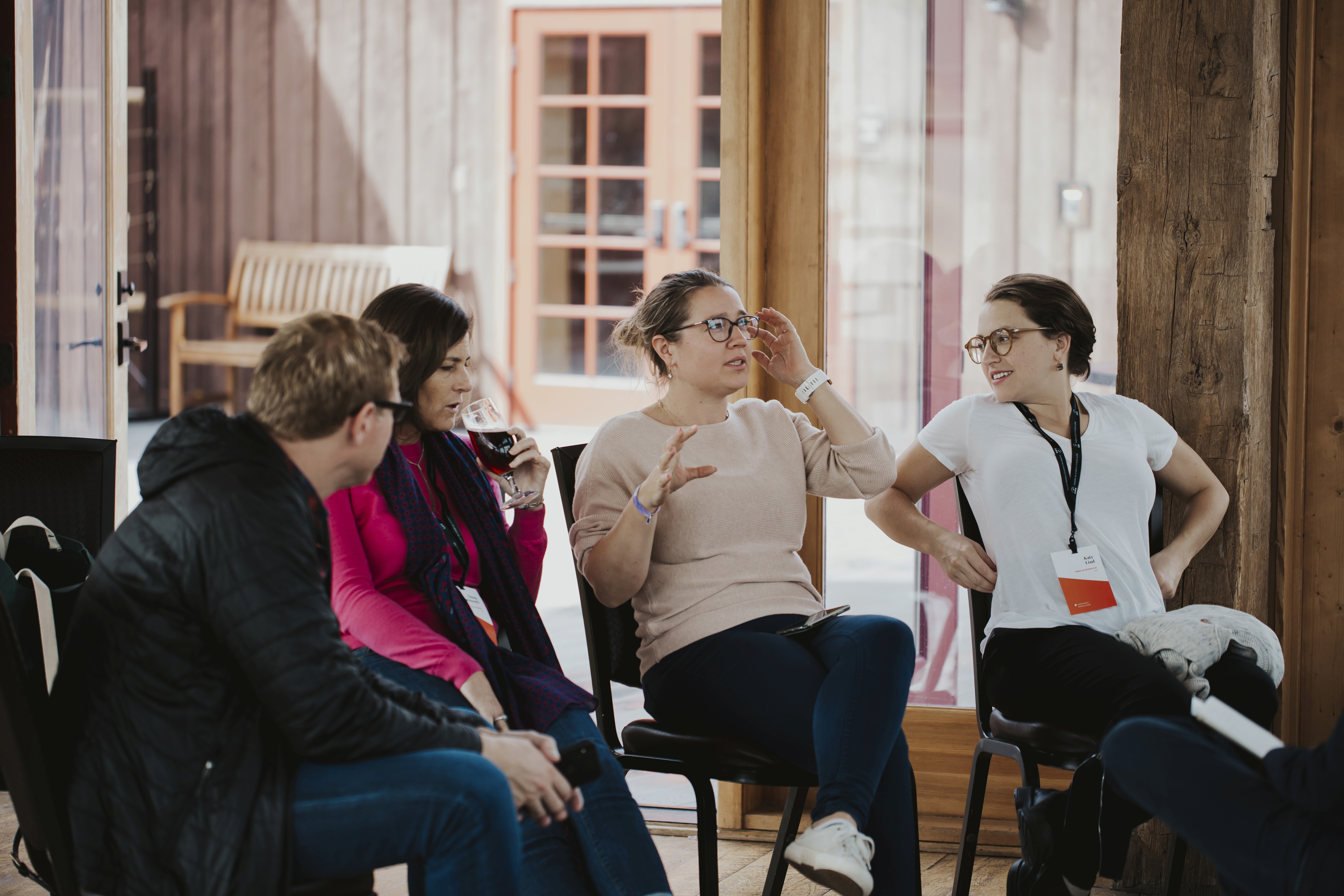 A woman smiling sitting in the office