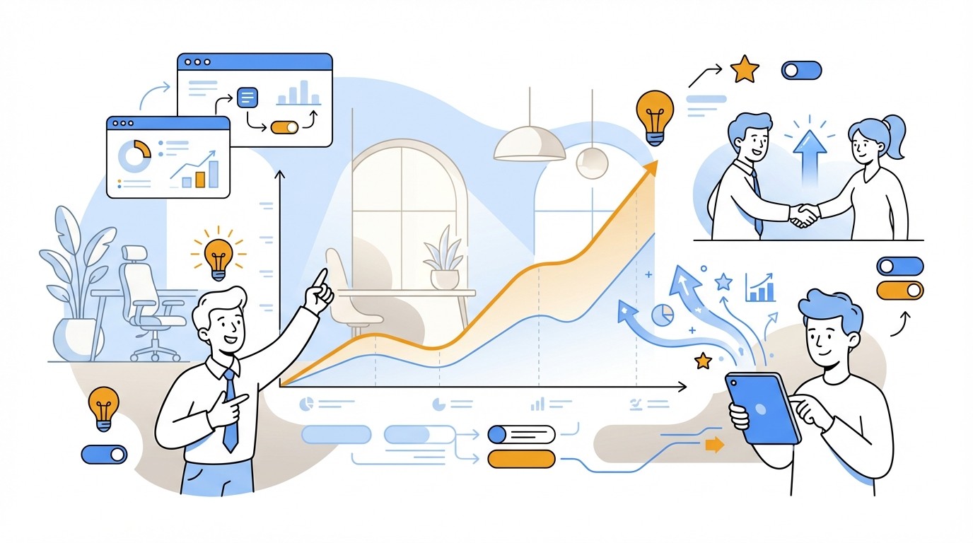 An infographic showing a rising data trend line in blue and amber, representing the growth of the AI in HR market to a $6.25 billion valuation.