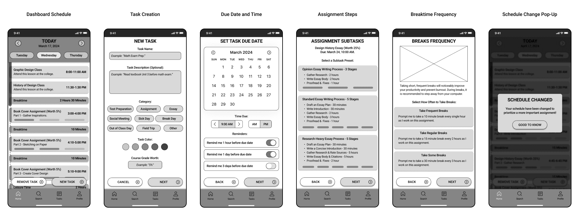 First digital prototype of the app.