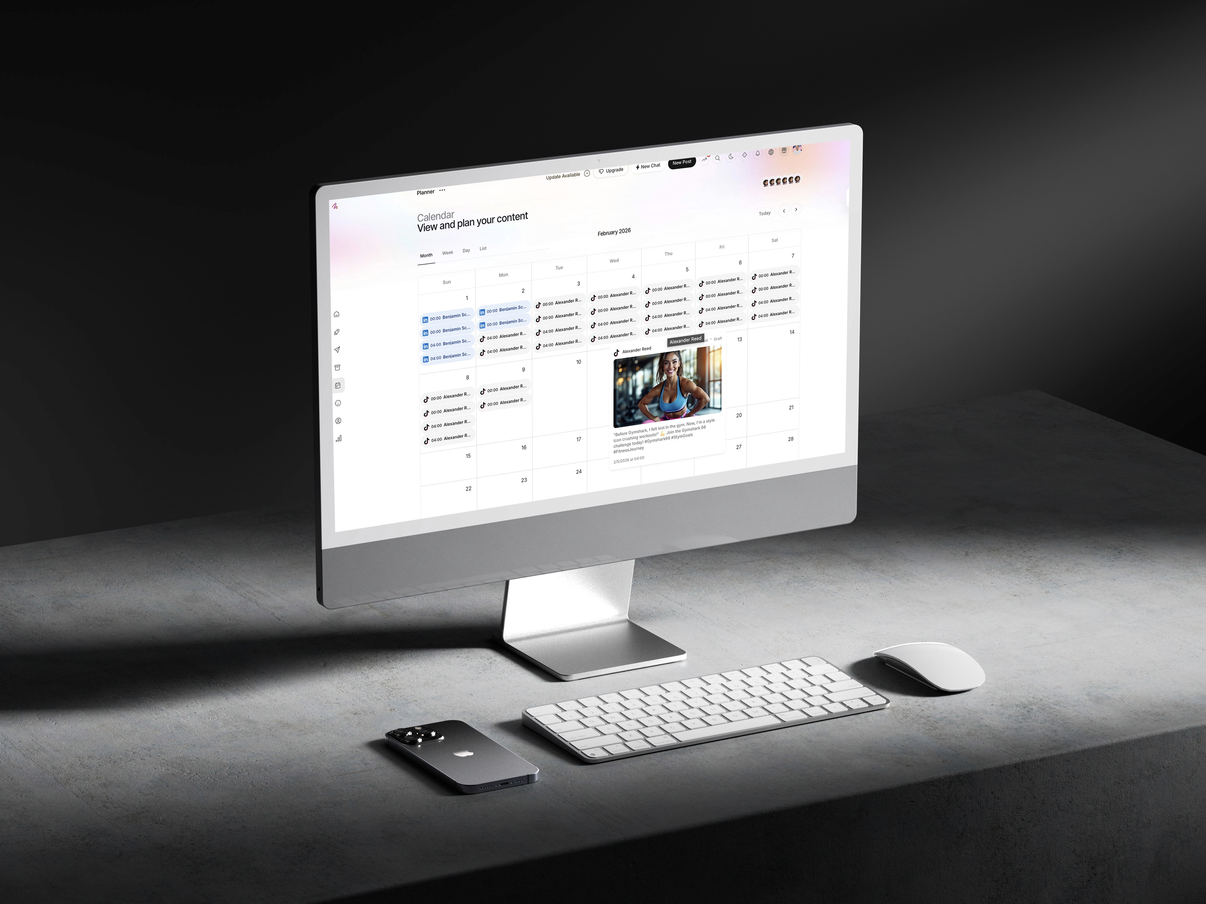 Young woman with short, dark hair and a yellow sweater looks serious, surrounded by hands holding smartphones, conveying intrusion and tension.