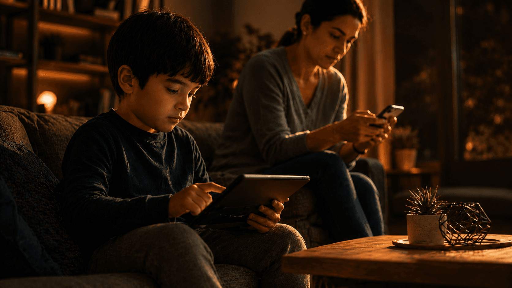 Cozy evening with screen time moments