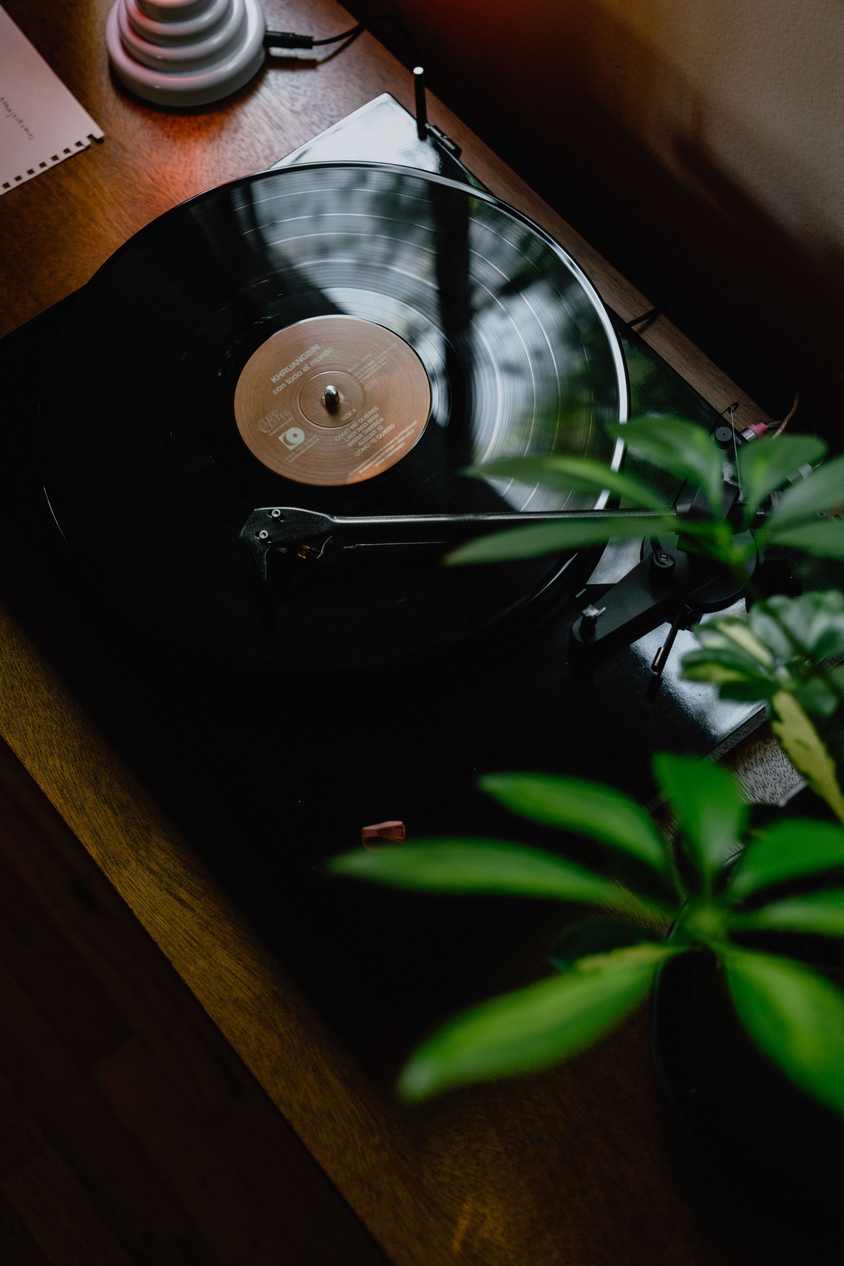 A photo of a vinyl playing.