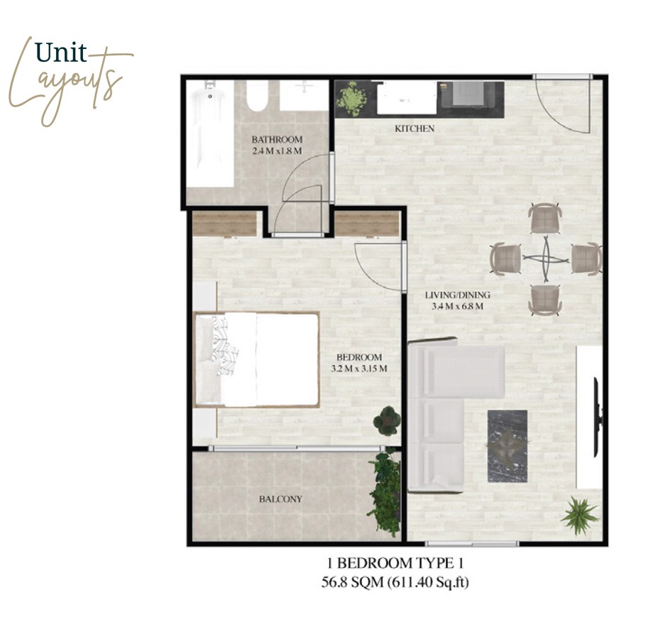 Treppan Living 1 Bedroom - Type 1 Apartment