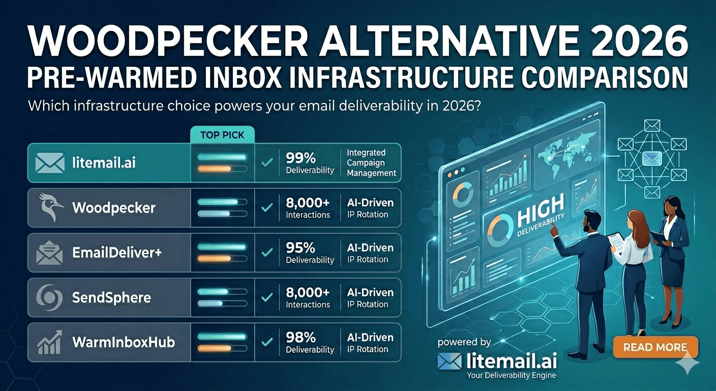 Woodpecker campaign dashboard connected to Litemail pre-warmed inboxes via OAuth configuration