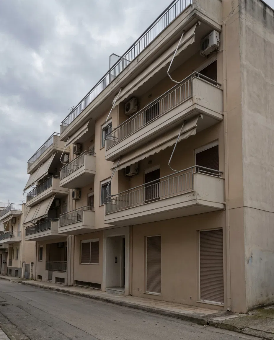 Exterior of the apartment building in Serres where the 17 year old was found