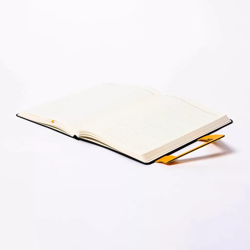 Branded A5 journal with magnetic flap design