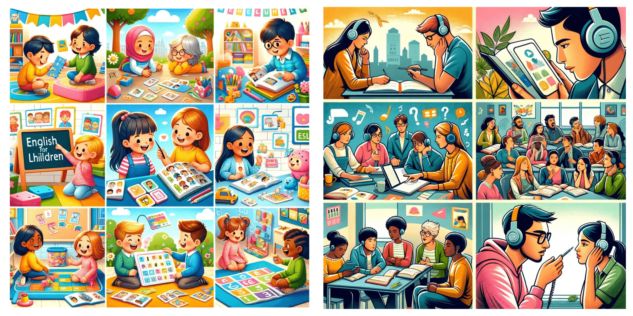 Difference between Adults and Kids learning English