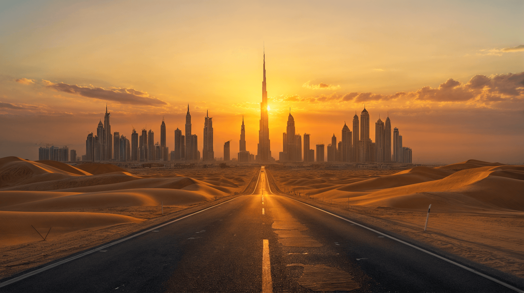 Dubai Skyline bei Nacht