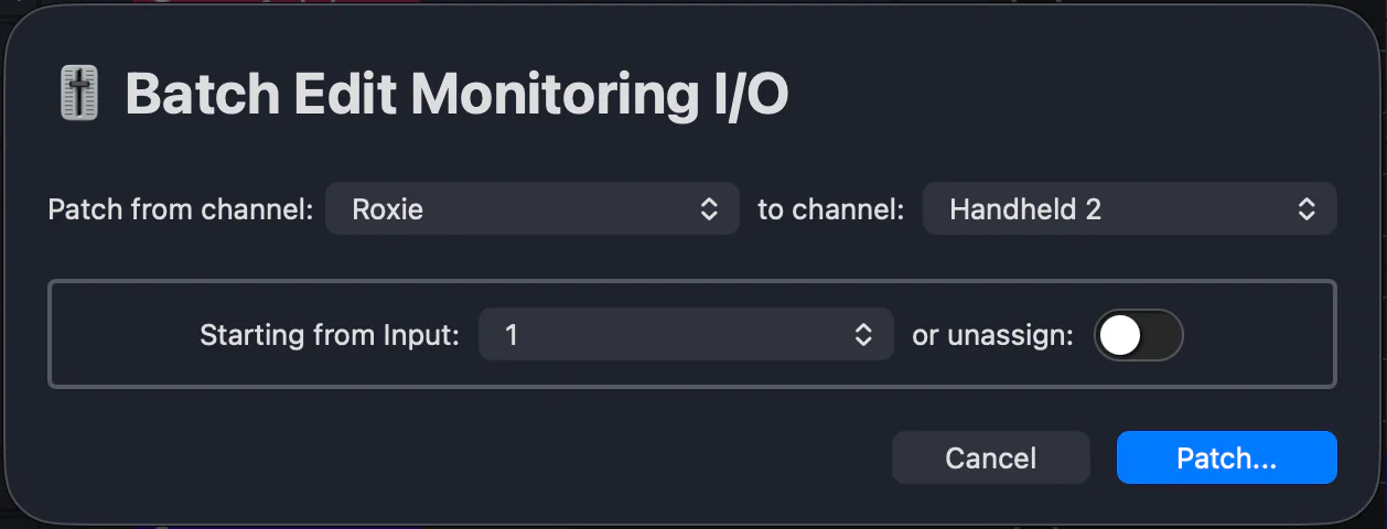 Batch edit your audio listen channels from the routing setup tab