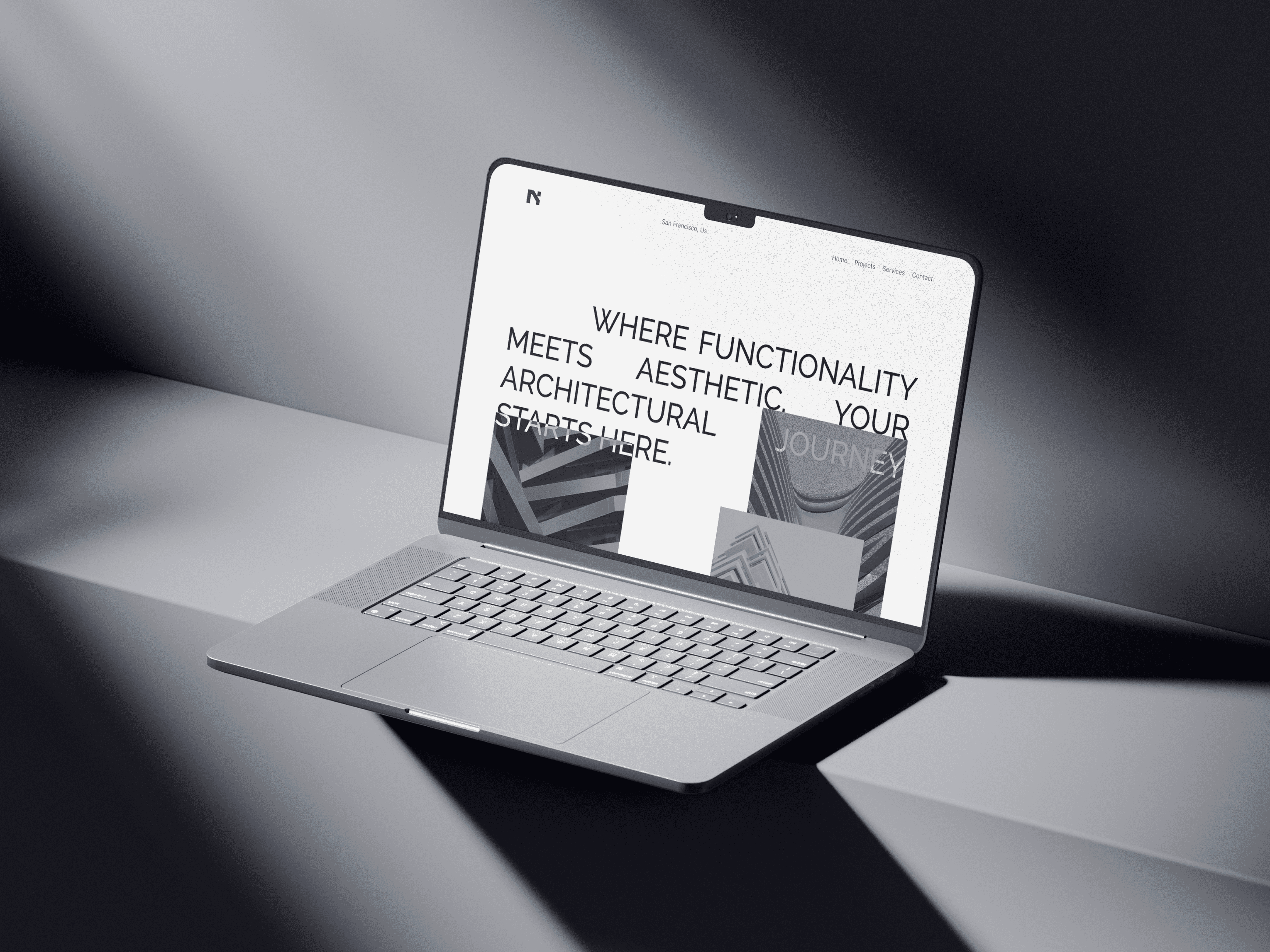 Abstract wavy lines in purple and orange gradient.