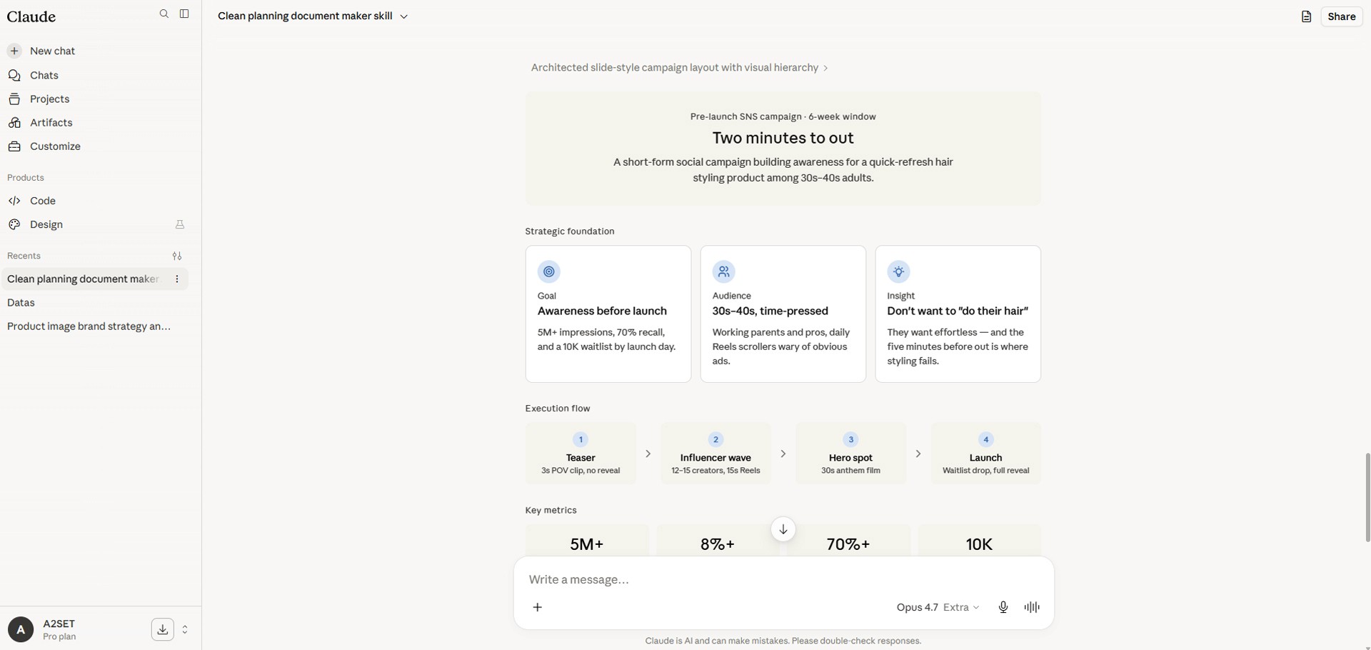 Image caption: A visual planning layout makes the result easier to turn into a slide, PDF, or Notion page.