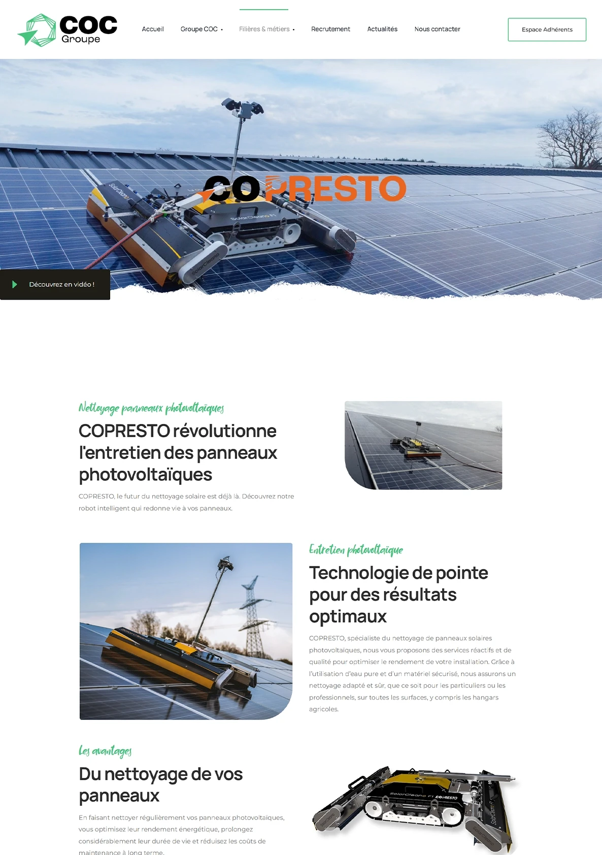 Création d'un site vitrine internet pour le Groupe COC